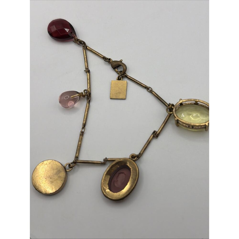 Aristocrate Charm Bracelet Intaglio Cameo Teardrop Glass on Stick Chain - Picture 3 of 11